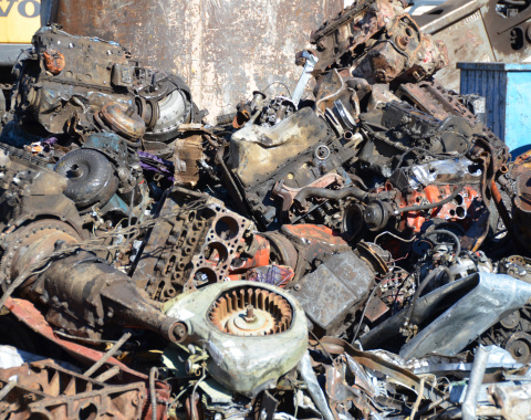 Photo of a pile of scrap automobile engines